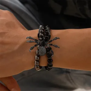 Men's Realistic Big Spider Beaded Bracelets for Halloween