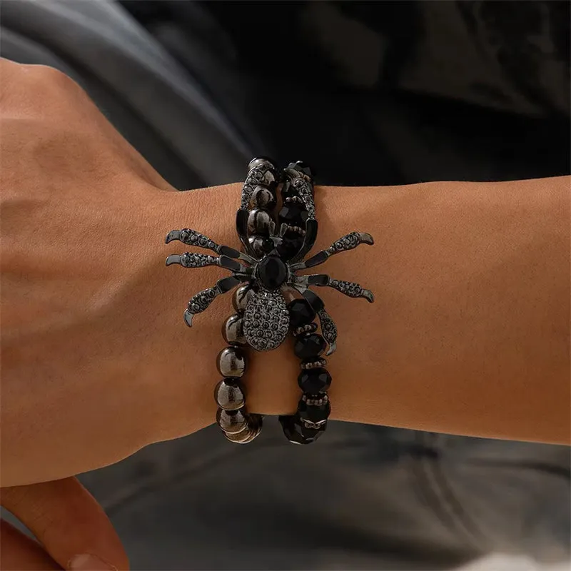 Men's Realistic Big Spider Beaded Bracelets for Halloween