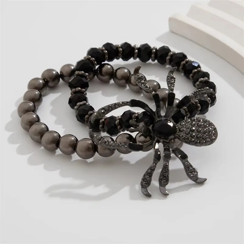 Men's Realistic Big Spider Beaded Bracelets for Halloween