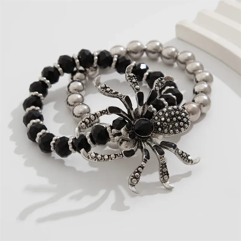 Men's Realistic Big Spider Beaded Bracelets for Halloween