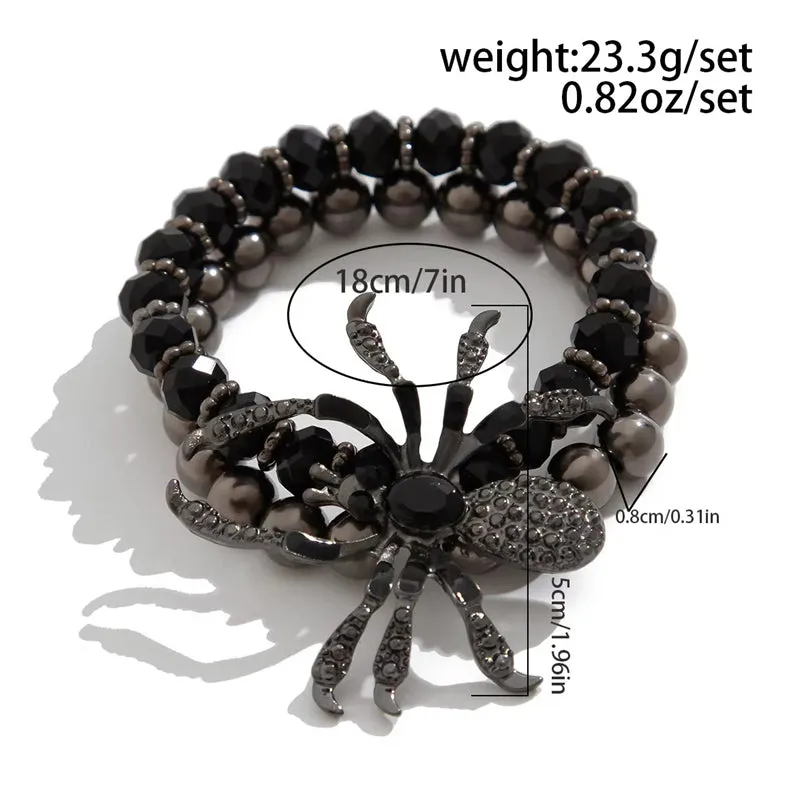 Men's Realistic Big Spider Beaded Bracelets for Halloween