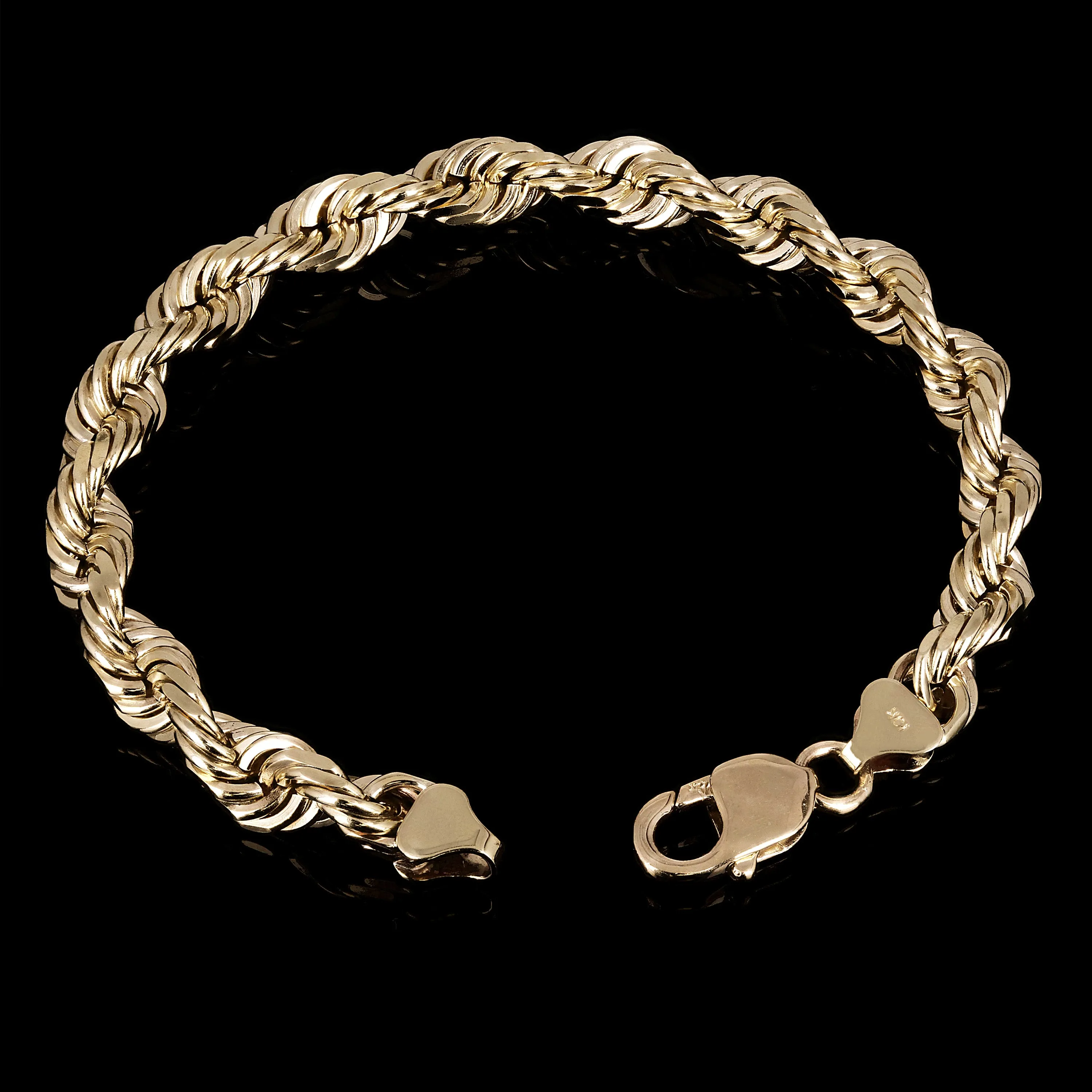 Men's Solid 10k Yellow Gold Diamond Cut Rope Chain Bracelet 9.5" 9mm 45.3 grams