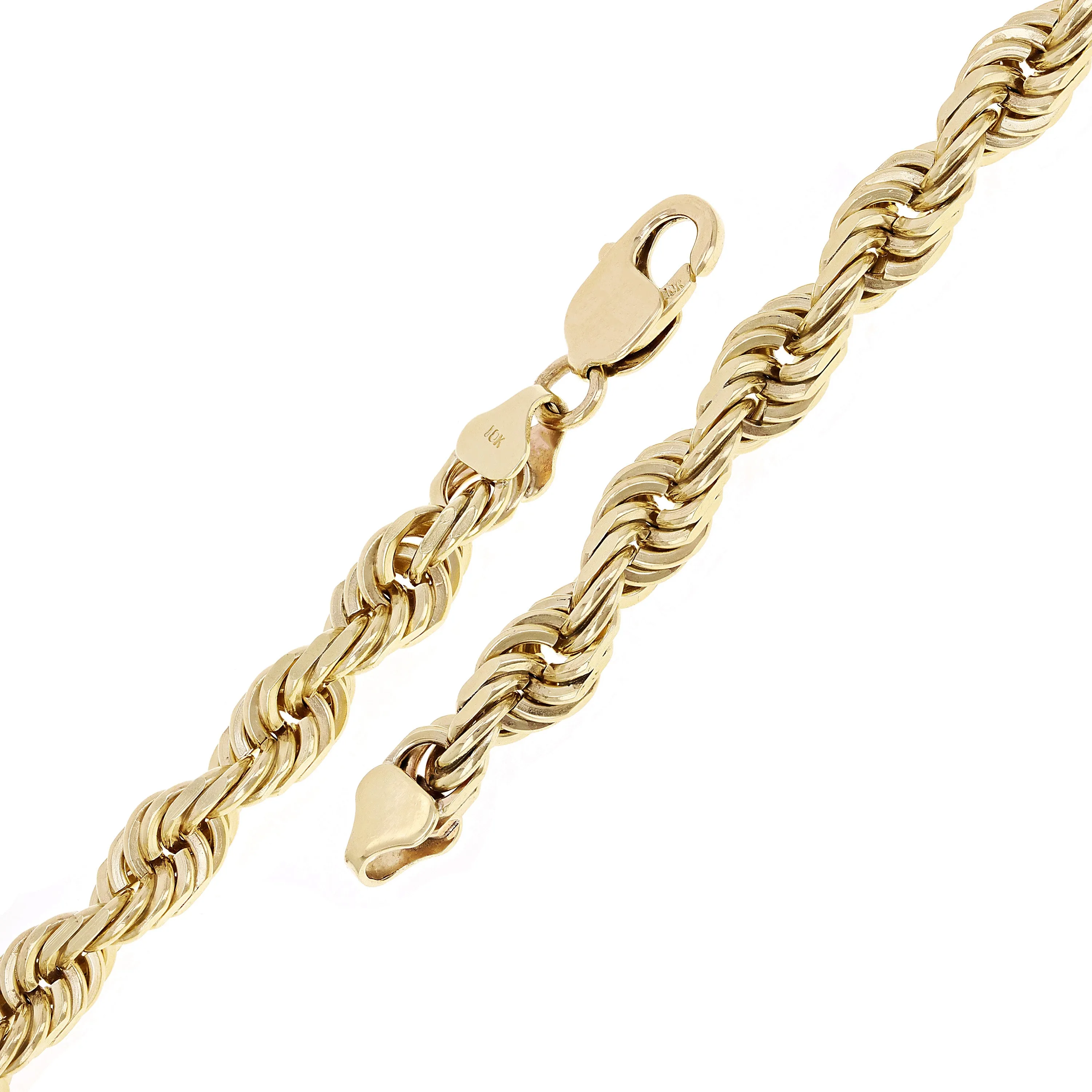 Men's Solid 10k Yellow Gold Diamond Cut Rope Chain Bracelet 9.5" 9mm 45.3 grams