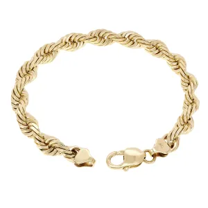 Men's Solid 10k Yellow Gold Diamond Cut Rope Chain Bracelet 9.5" 9mm 45.3 grams