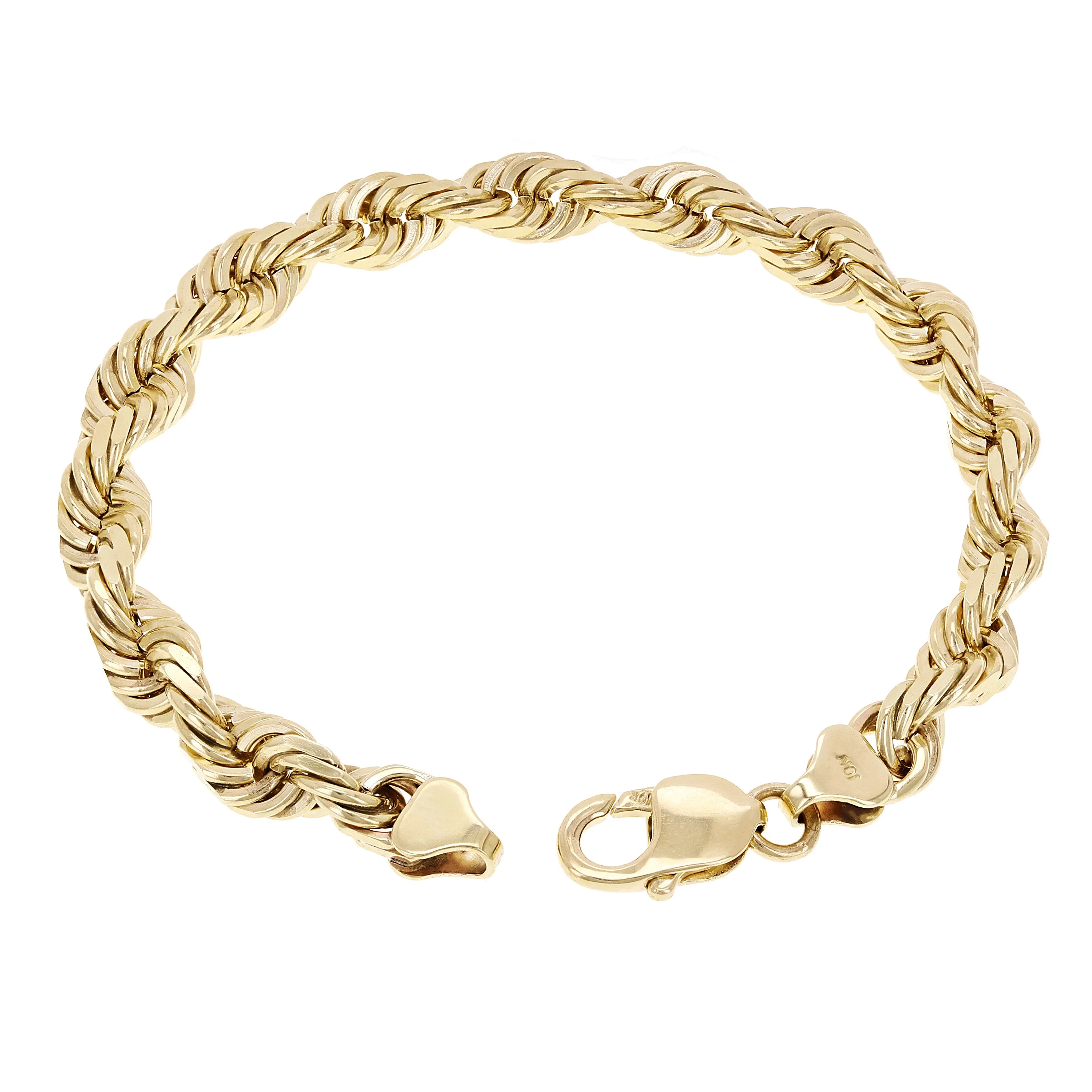 Men's Solid 10k Yellow Gold Diamond Cut Rope Chain Bracelet 9.5" 9mm 45.3 grams