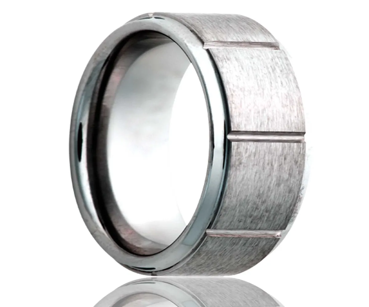 Men's Tungsten Ring With Groves
