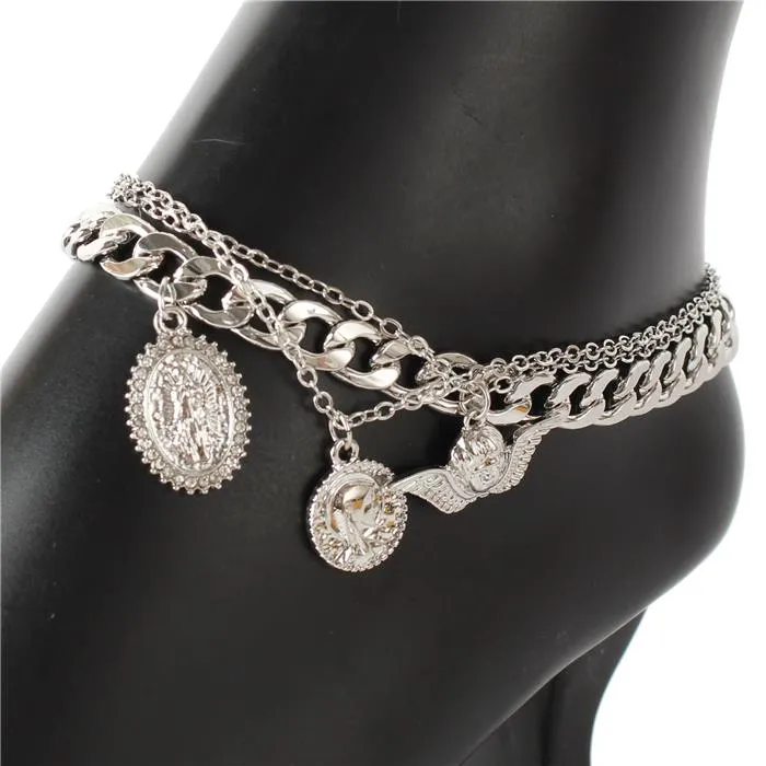 Metal Multi Chain Charms Anklet