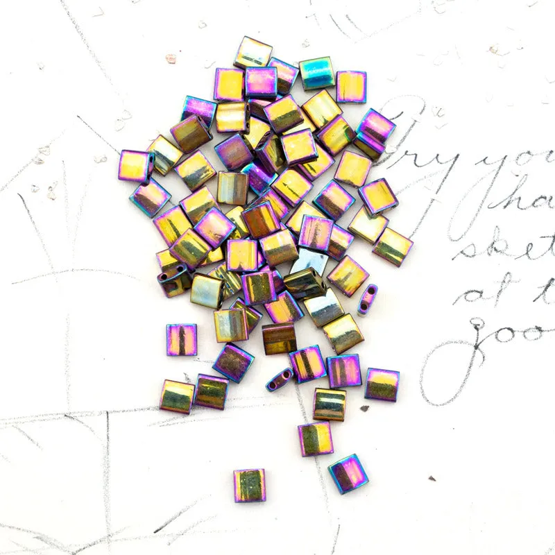 Metallic Purple Gold Iris Tila Beads