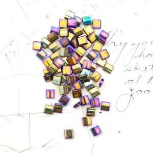 Metallic Purple Gold Iris Tila Beads