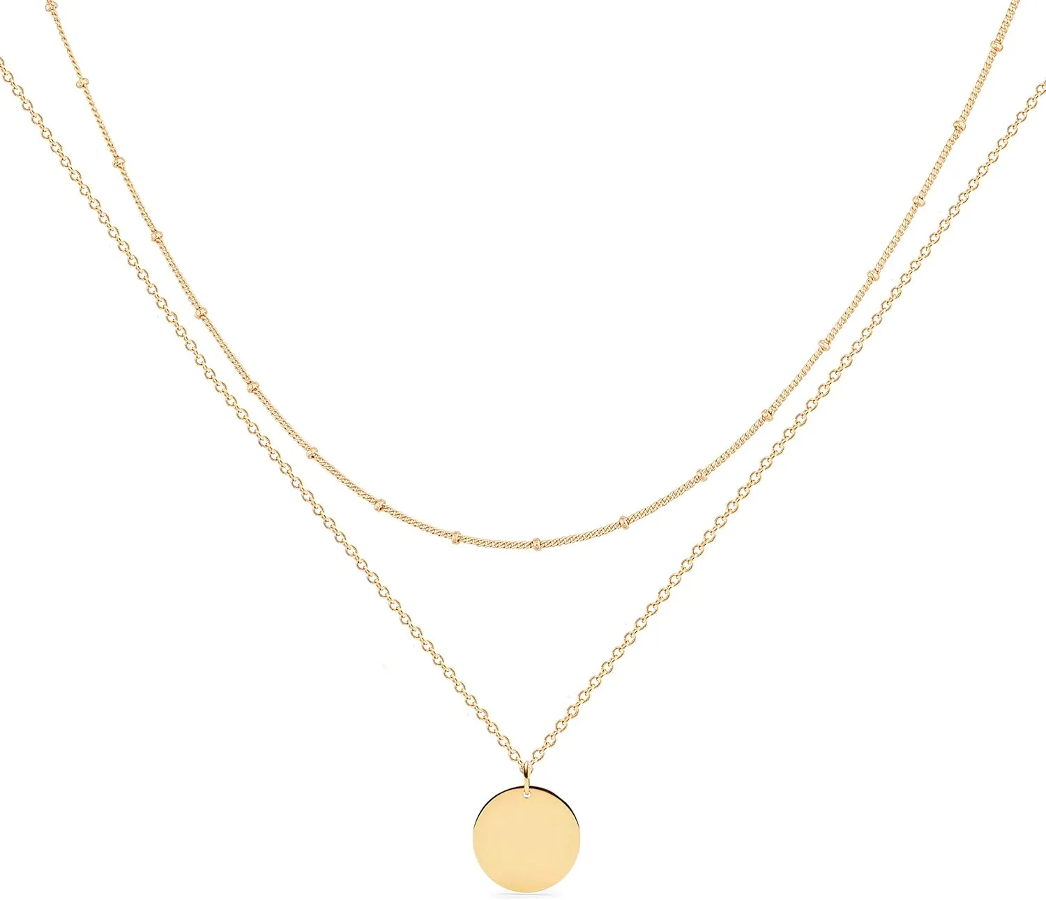 MEVECCO Layered Heart Necklace Pendant Handmade 18k Gold Plated Dainty Gold Choker Arrow Bar Layering Long Necklace for Women