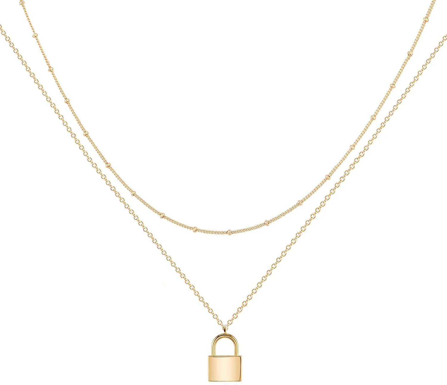 MEVECCO Layered Heart Necklace Pendant Handmade 18k Gold Plated Dainty Gold Choker Arrow Bar Layering Long Necklace for Women