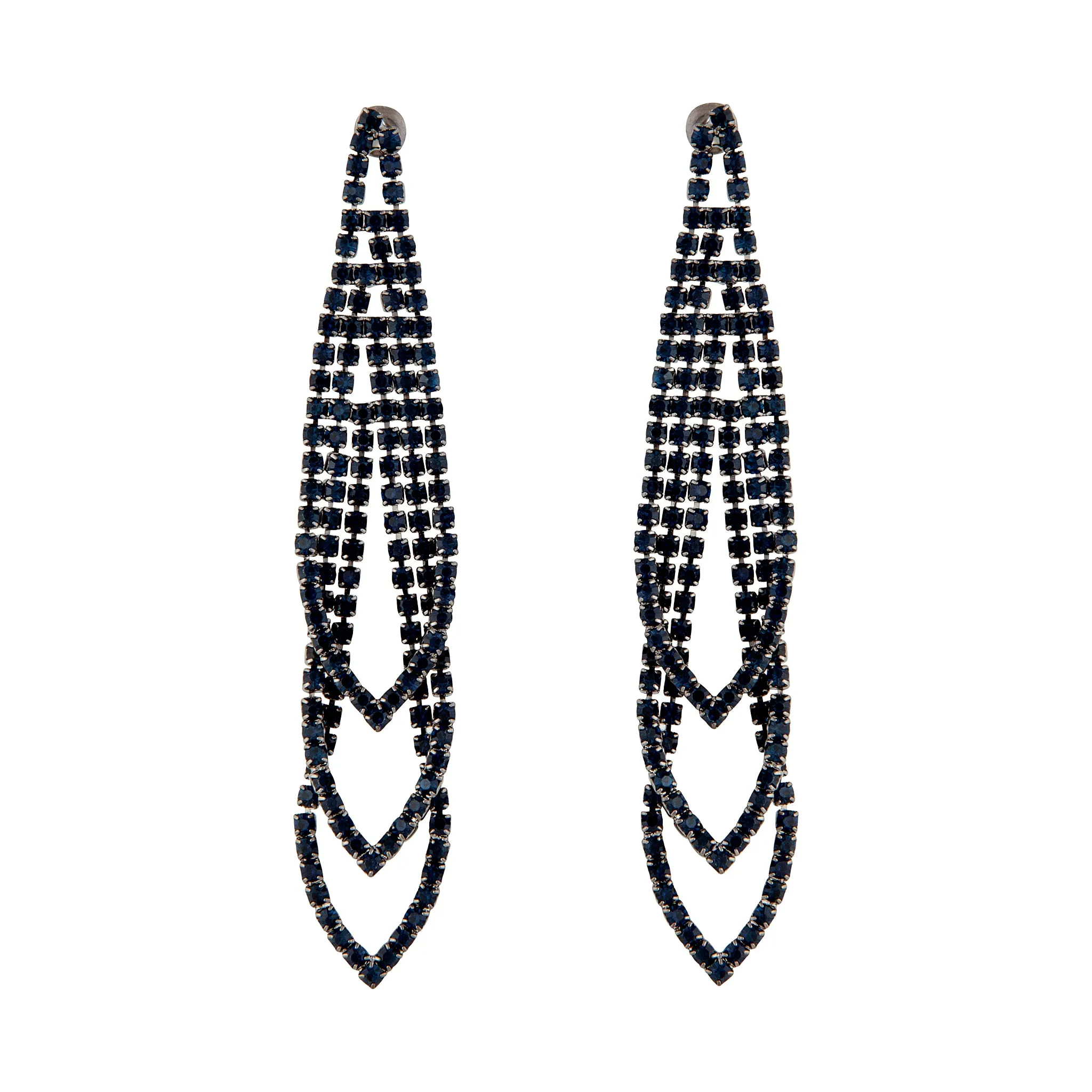 Midnight Gunmetal Loop Cup Chain Earrings