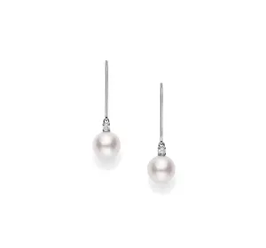 Mikimoto White Gold 7mm Akoya A  Drop Earrings