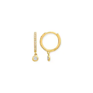 Mini Bezel Set Diamond Drop Continuous Huggies