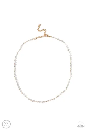 Mini MVP Gold with White Crystal Beads Paparazzi Choker Necklace