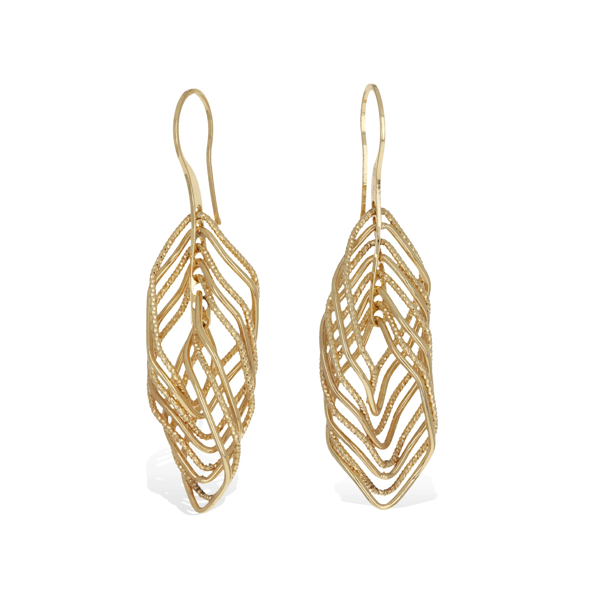 Mixed Diamond Cut Drop Earrings