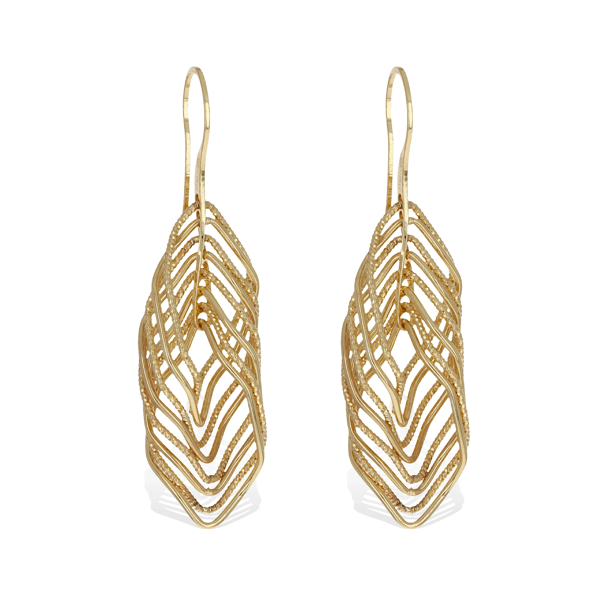 Mixed Diamond Cut Drop Earrings