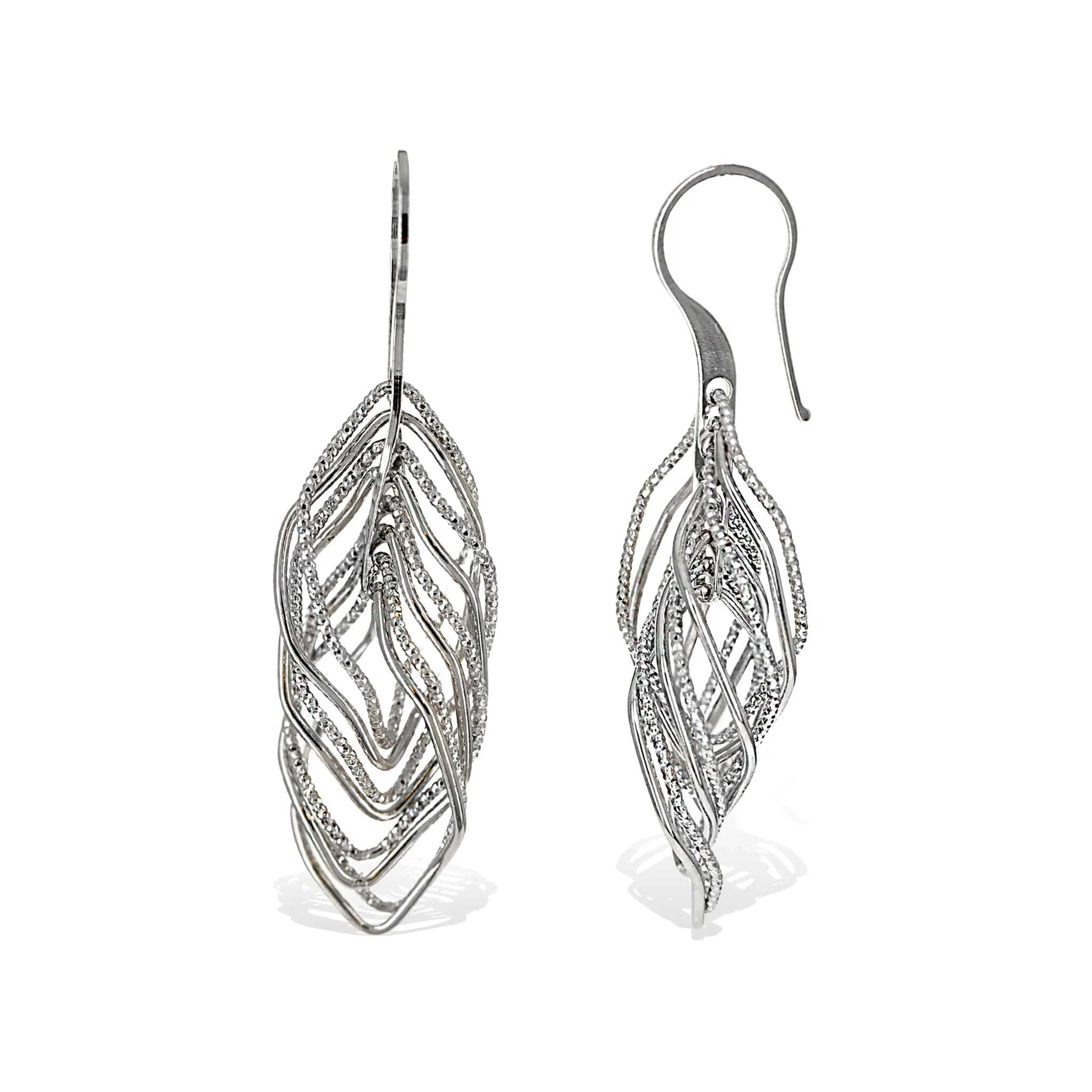 Mixed Diamond Cut Drop Earrings