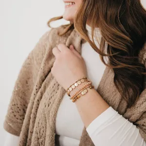 Mixed Materials Stretch Bracelet Set: Natural