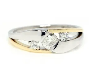 Modern Bypass Two-Tone Diamond Wedding Ring
