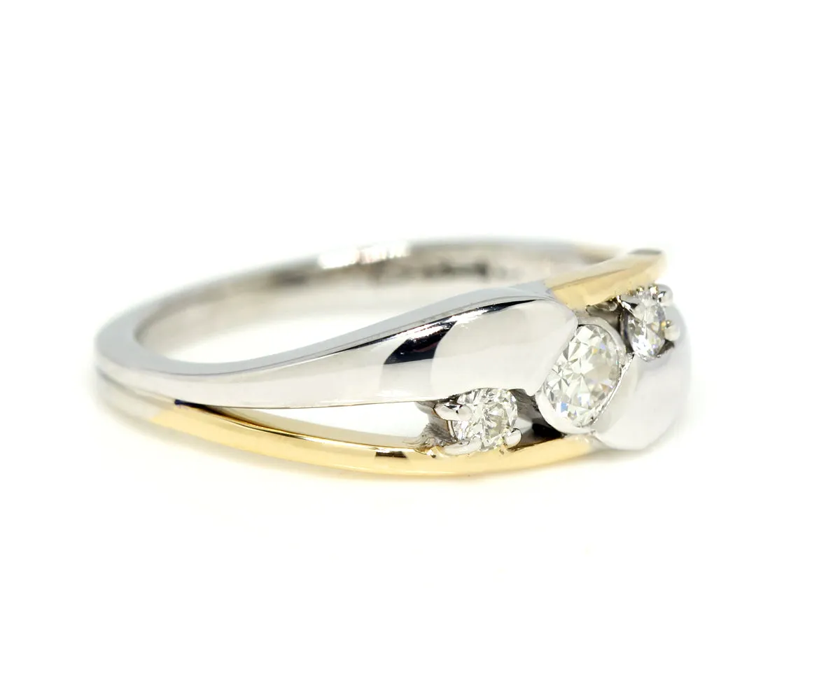 Modern Bypass Two-Tone Diamond Wedding Ring