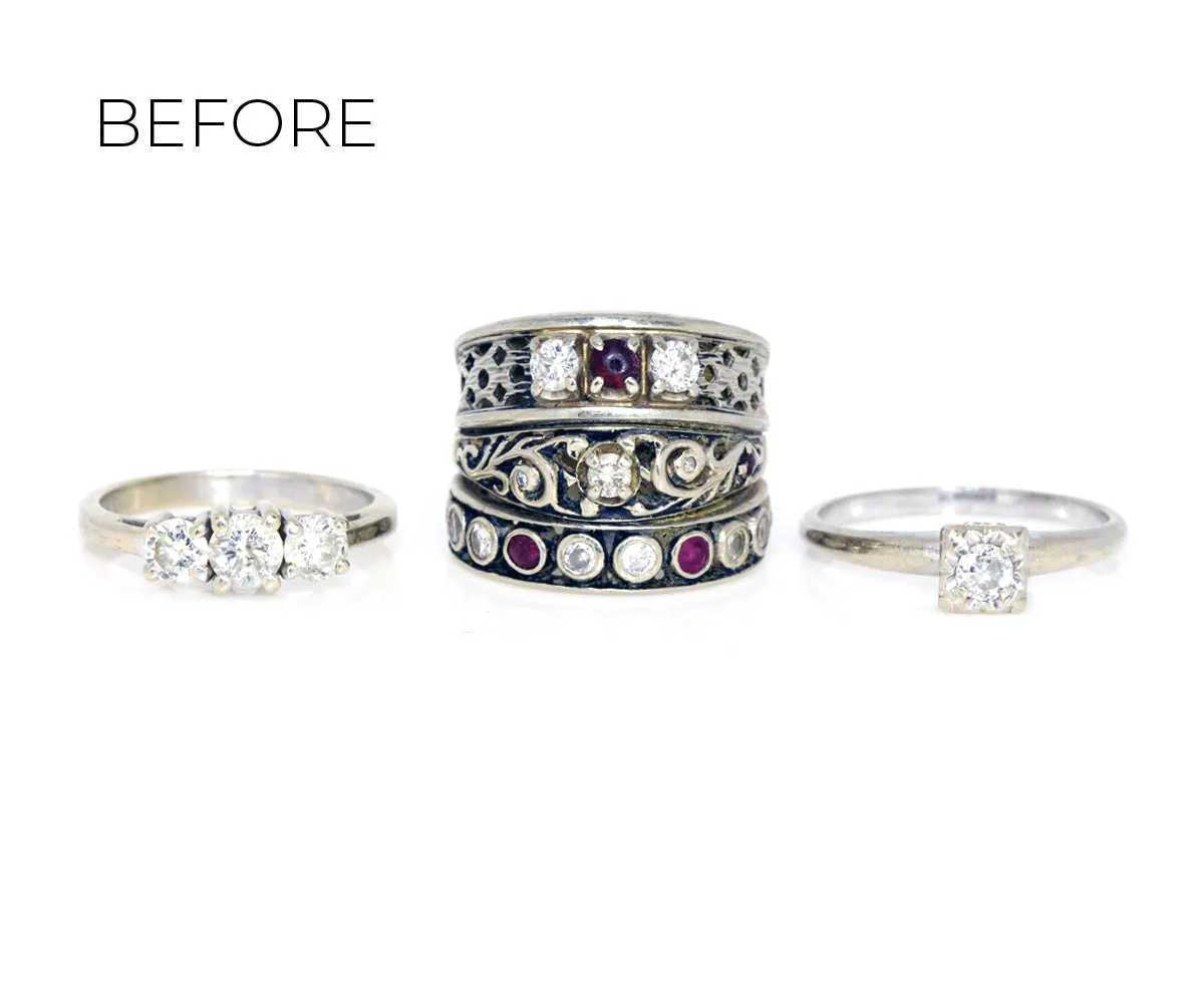 Modern Bypass Two-Tone Diamond Wedding Ring