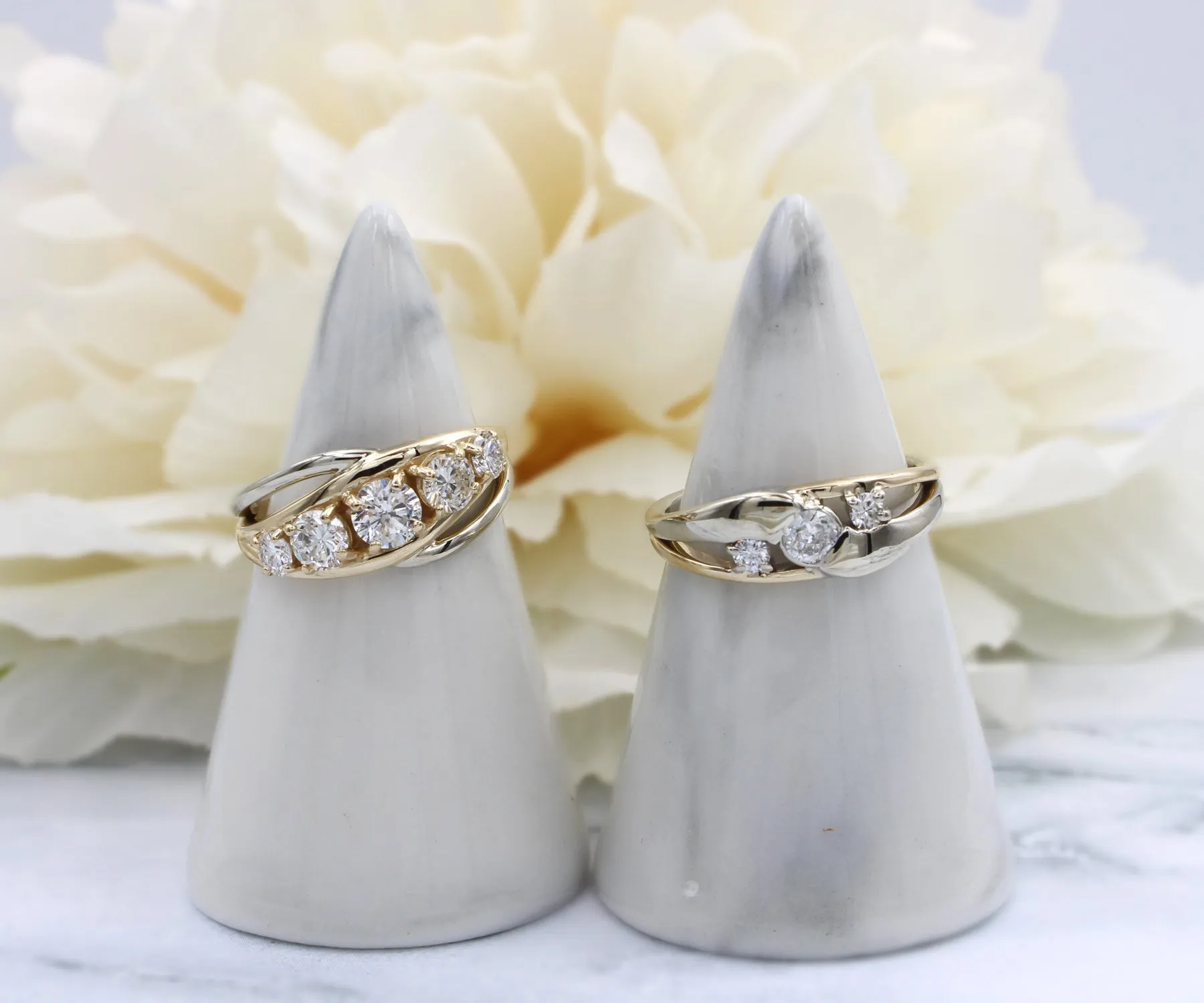 Modern Bypass Two-Tone Diamond Wedding Ring