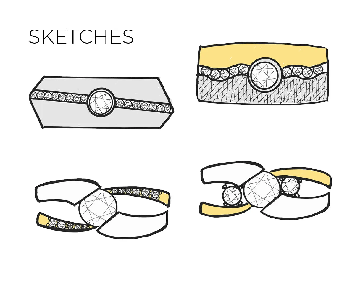 Modern Bypass Two-Tone Diamond Wedding Ring