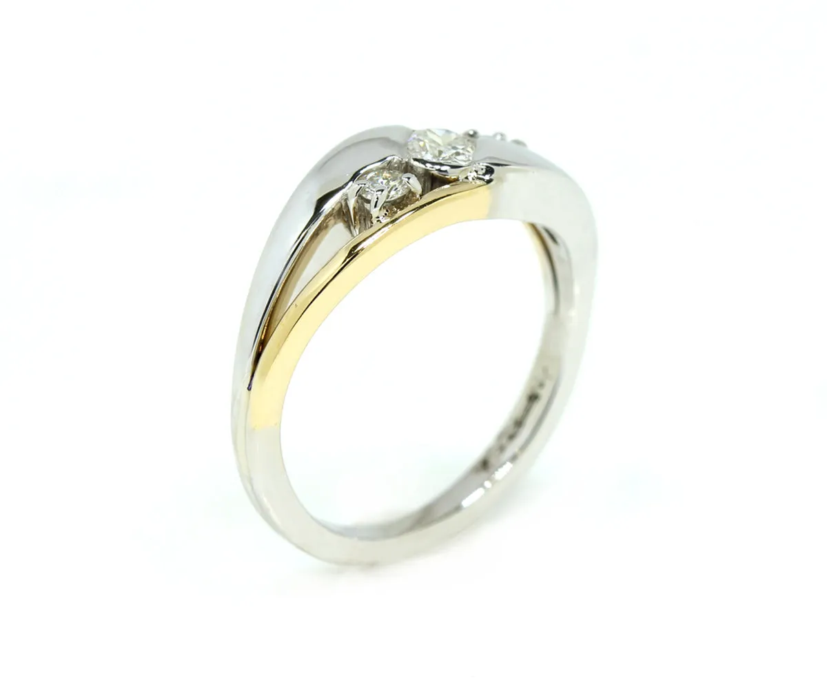 Modern Bypass Two-Tone Diamond Wedding Ring
