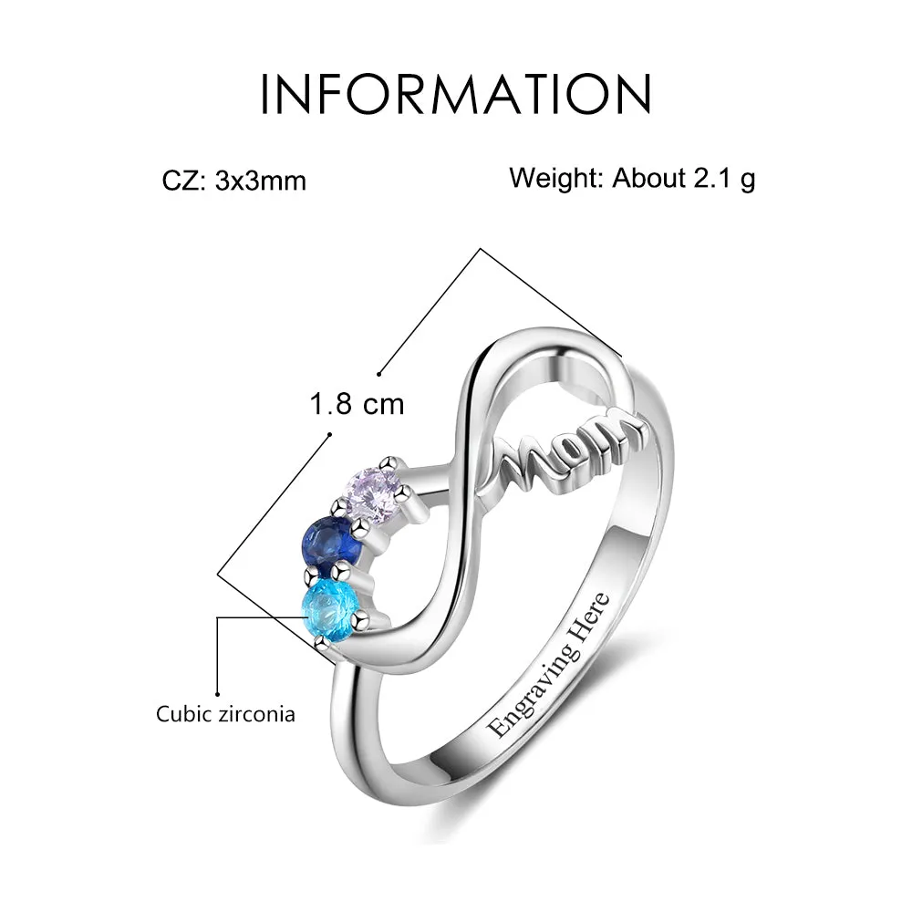 MOM 3 Birthstone MOM Rings