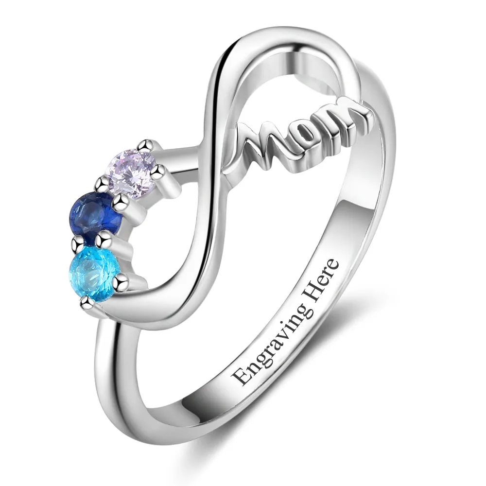 MOM 3 Birthstone MOM Rings