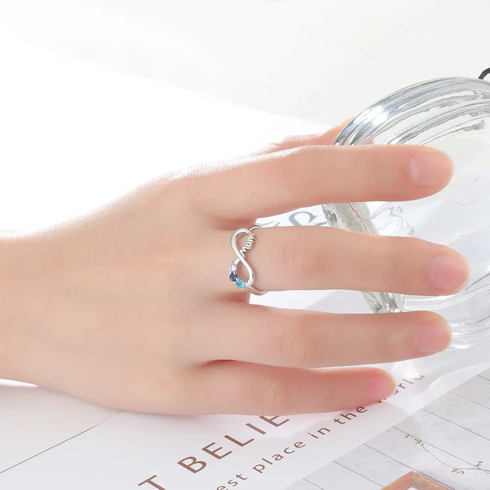 MOM 3 Birthstone MOM Rings