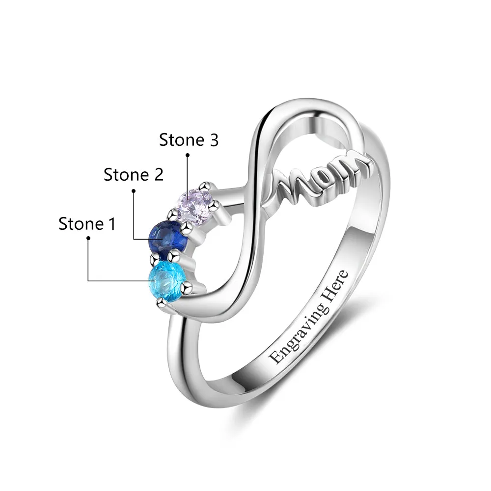 MOM 3 Birthstone MOM Rings