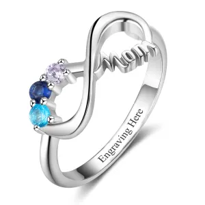 MOM 3 Birthstone MOM Rings