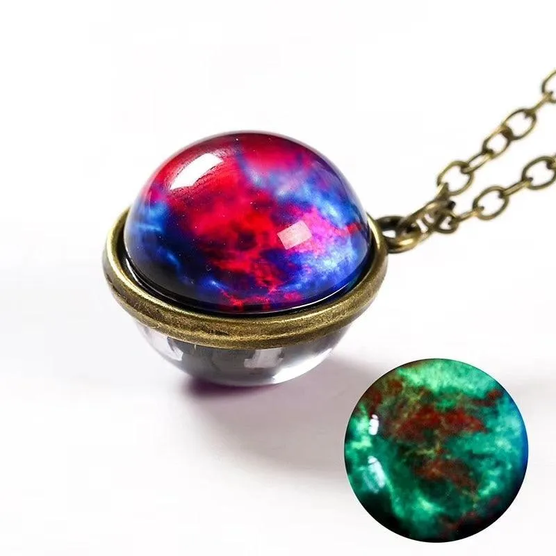 Moon & Galaxy Sphere Necklace
