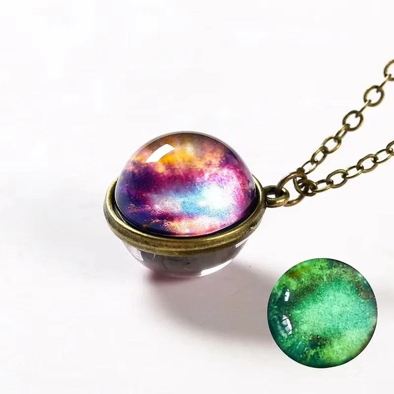 Moon & Galaxy Sphere Necklace