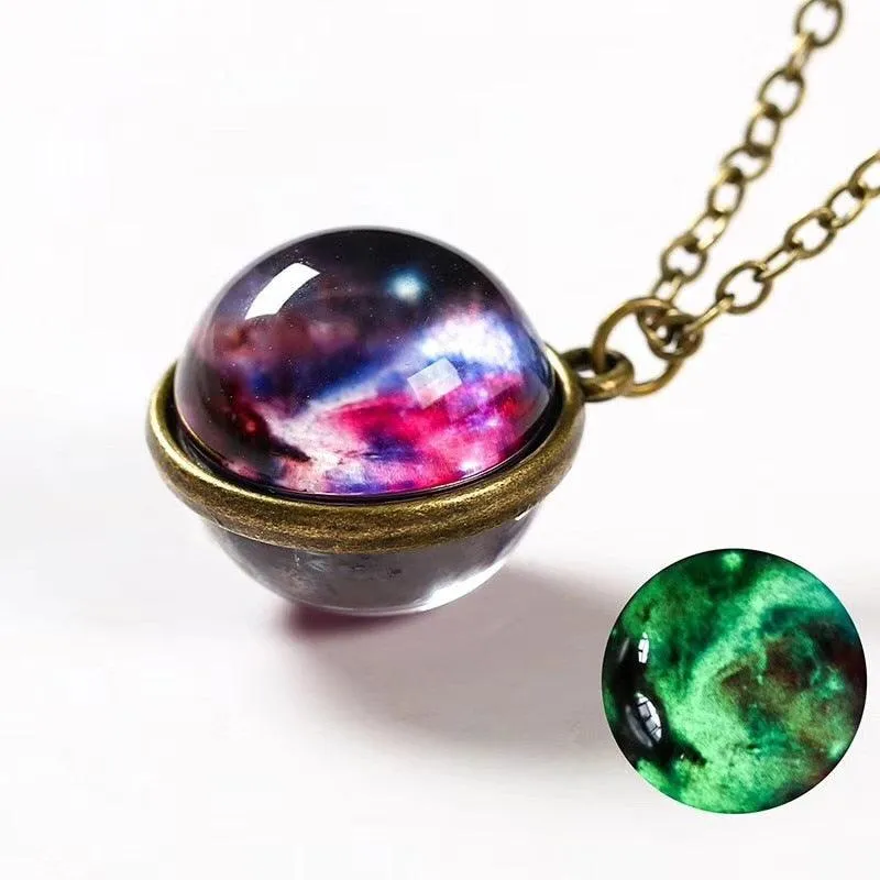 Moon & Galaxy Sphere Necklace
