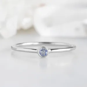 Moonstone Birthstone Stacking Ring | 10K White Gold