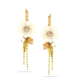 MOTHER OF PEARL FLOWER DROP  EARRINGS #208NT3401 (4F3/9E6)