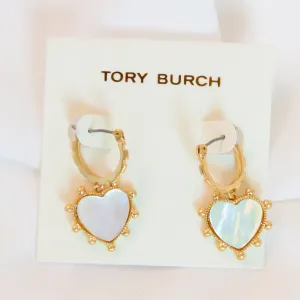 Mother Of Pearl Heart Charm Earrings