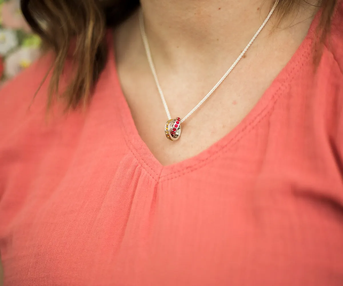 Mother's Interlocking 2 Birthstone Silver Necklace