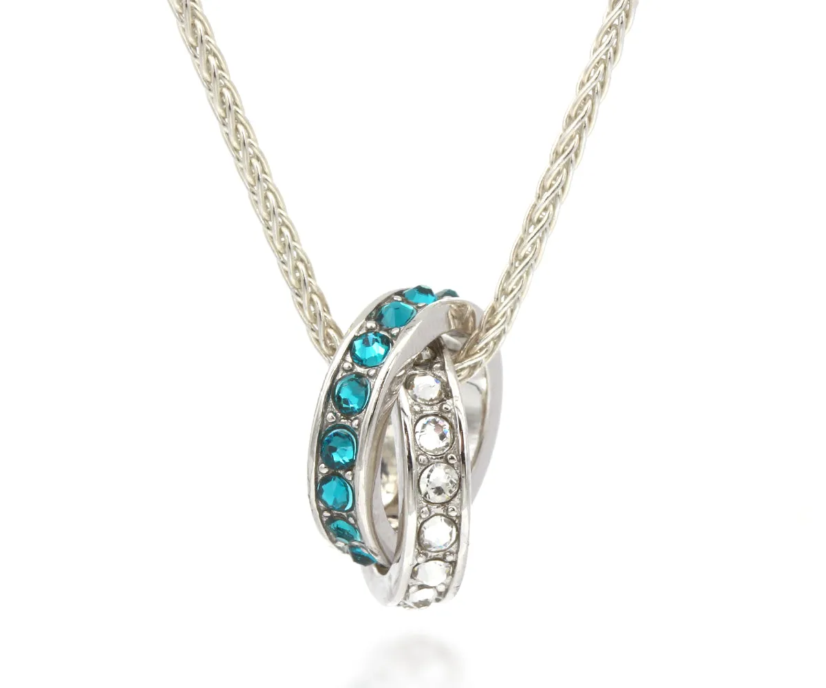 Mother's Interlocking 2 Birthstone Silver Necklace