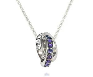 Mother's Interlocking 2 Birthstone Silver Necklace