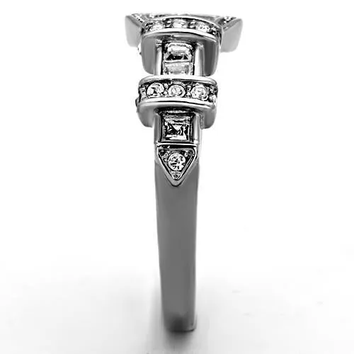 MT4331 - Stainless Buckle Ring Western Wear April Birthstone