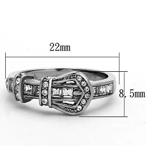 MT4331 - Stainless Buckle Ring Western Wear April Birthstone