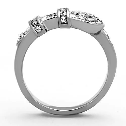 MT4331 - Stainless Buckle Ring Western Wear April Birthstone