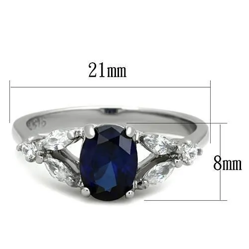 MT4671 - High polished (no plating) Stainless Steel Ring Crystals in Montana Blue - September Birthstone -  Newest