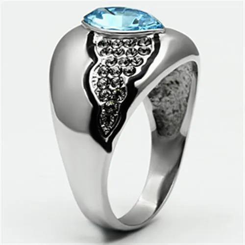 MT956 - March Birthstone with Round-cut Brilliant Crystals and Large Marquis Center Stone - December Birthstone