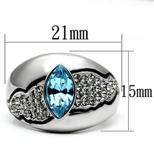 MT956 - March Birthstone with Round-cut Brilliant Crystals and Large Marquis Center Stone - December Birthstone