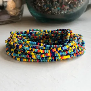 Multi Color Seed Bead Stretch Bracelets- Rainbow